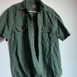 mens green button up short sleeve